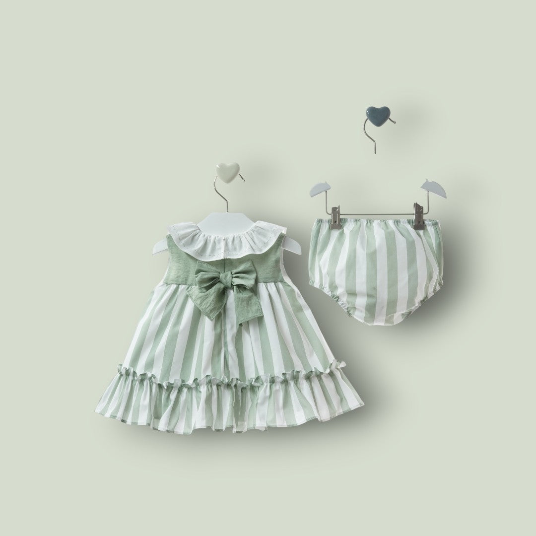 Vestido con braguita rayas verdes "Minarai"