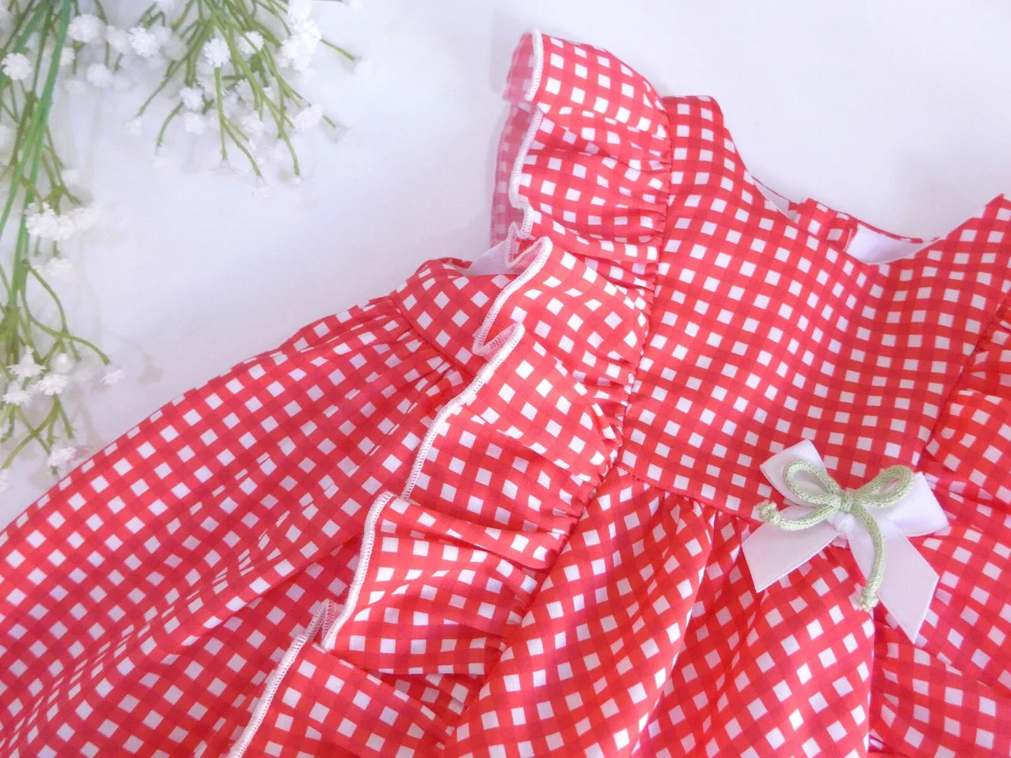 Jesusito vichy rojo braguita estampada - PARDALETS