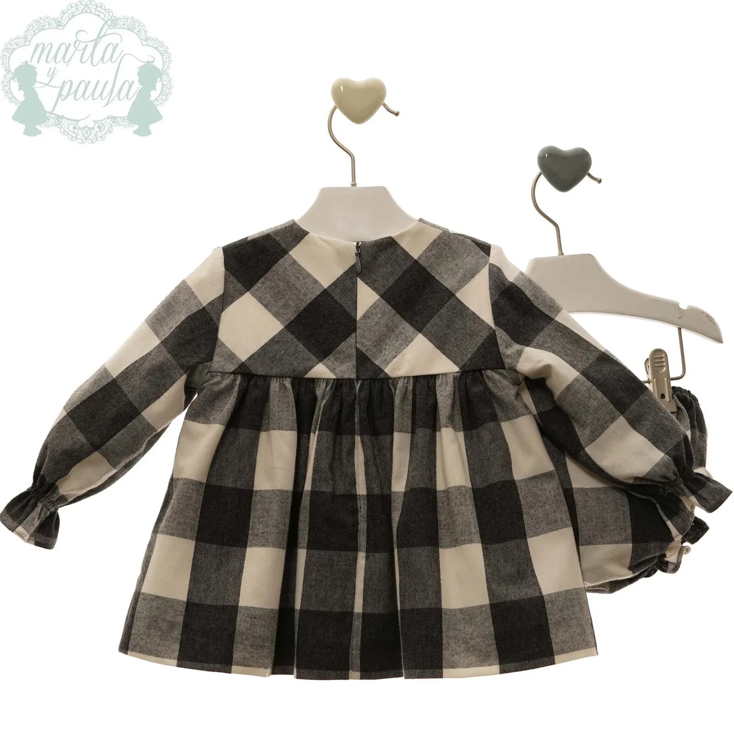 Vestido con braguita cuadros grises y blancos "Francesco" - PARDALETS