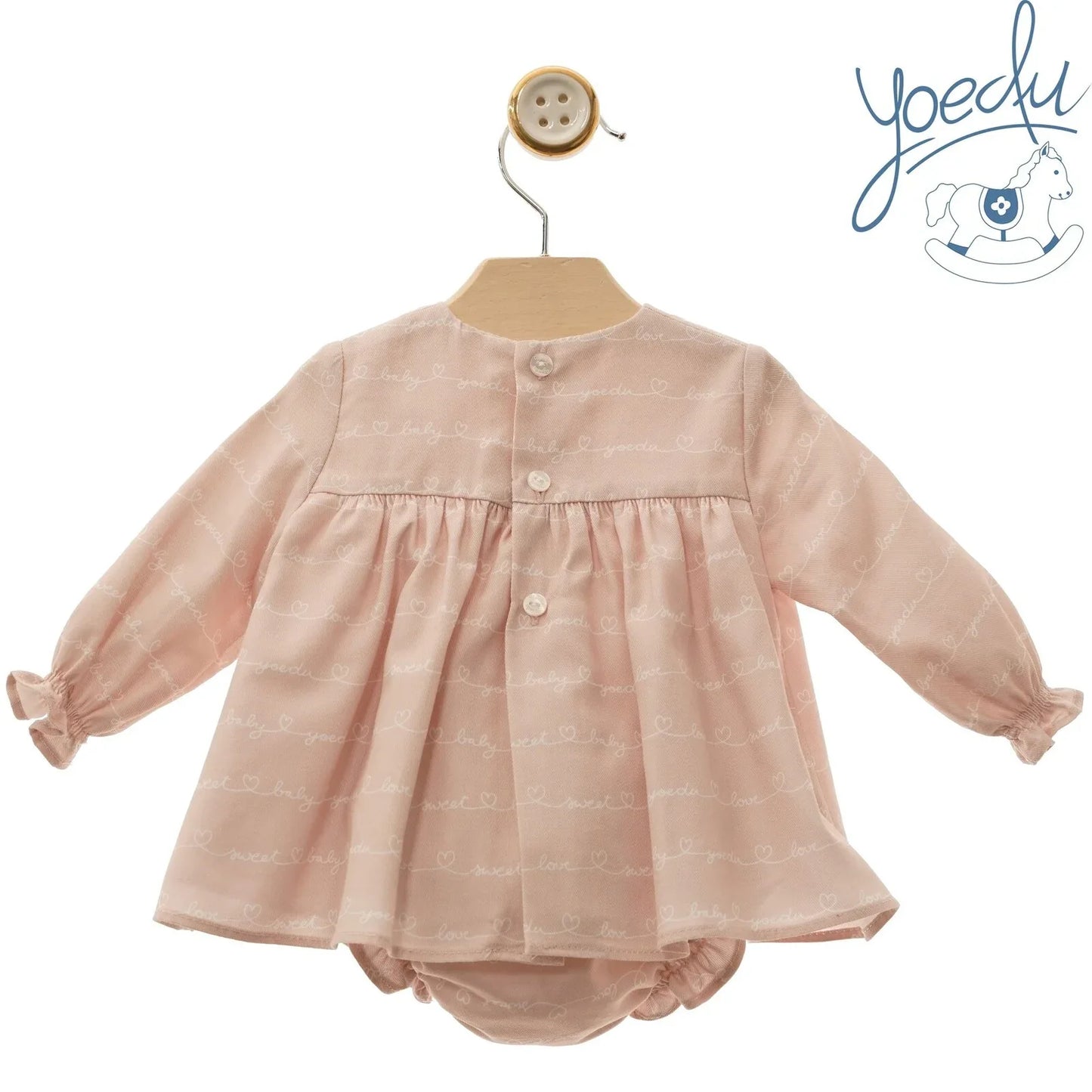 Vestido rosa con letras blancas y capota "Aladdin" - PARDALETS