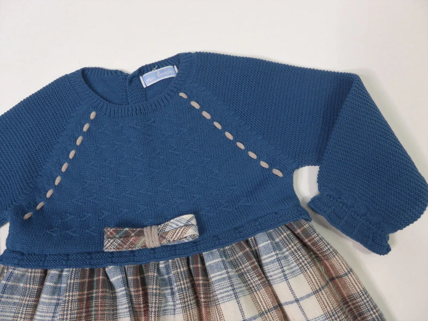 Vestido azul eclipse y falda cuadros - PARDALETS