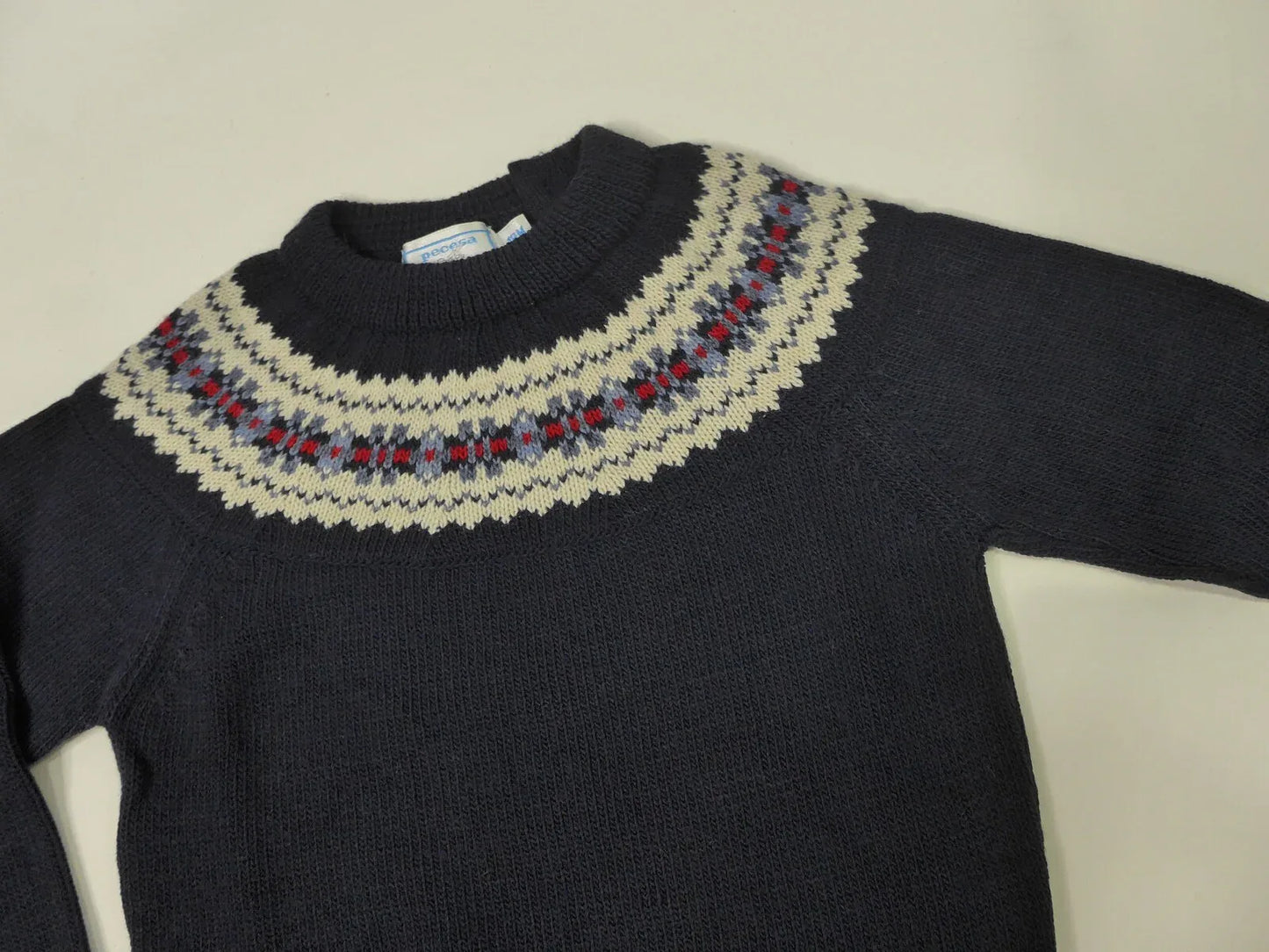 Jersey marino y greca beig con detalles rojos - PARDALETS