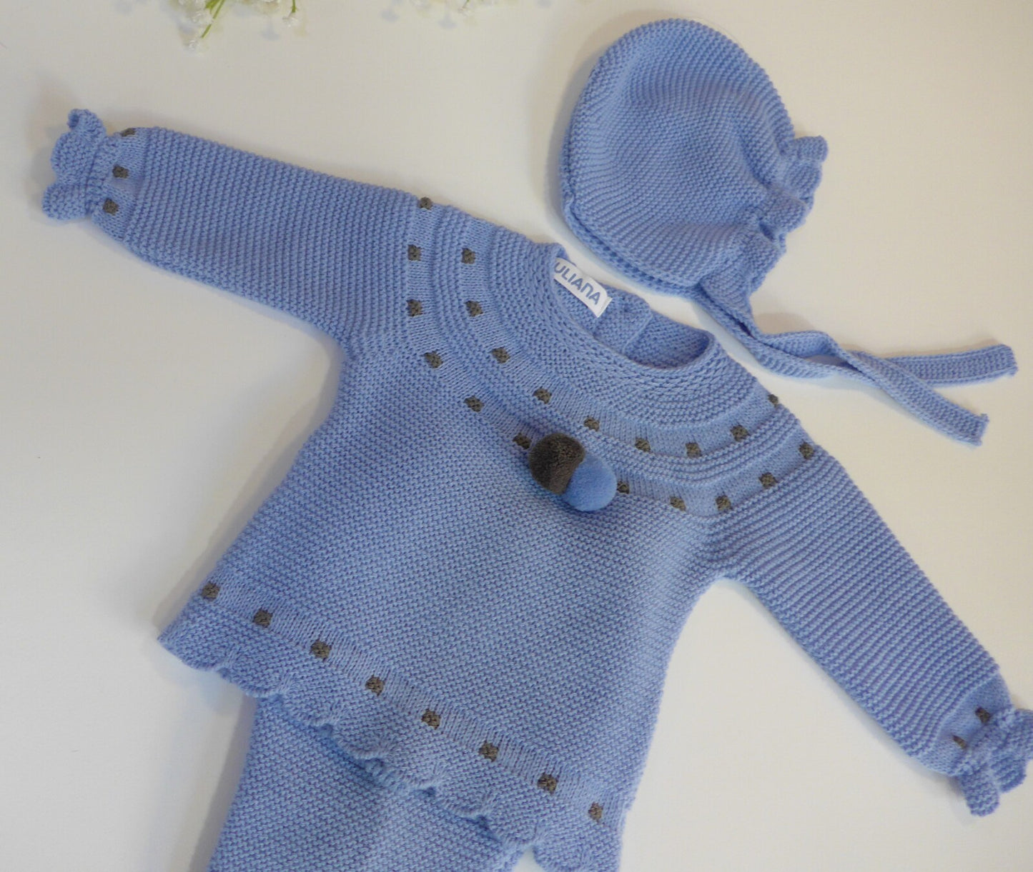 Jubon y polaina azul con capota