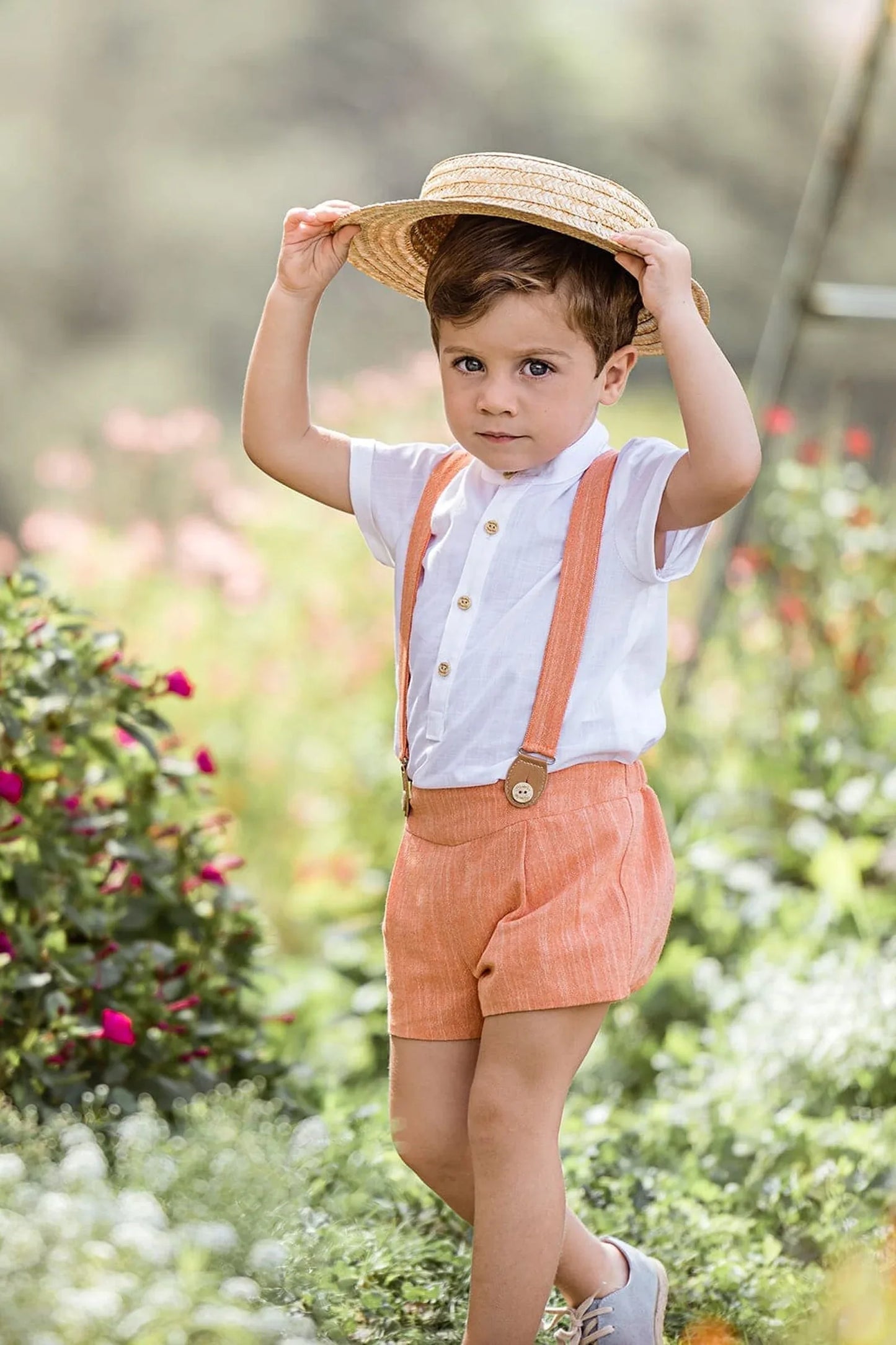 Conjunto camisa blanca y short naranja "Corales" - PARDALETS