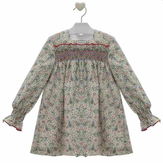 Vestido florecitas con nido abeja "Shangai" - PARDALETS