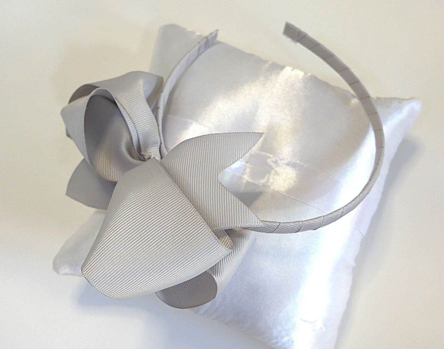 Diadema lazo SUPERGRANDE grosgain gris - PARDALETS