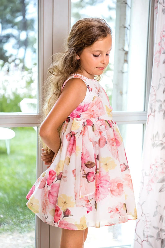 Vestido flores rosas y amarillas "Capricornio" - PARDALETS