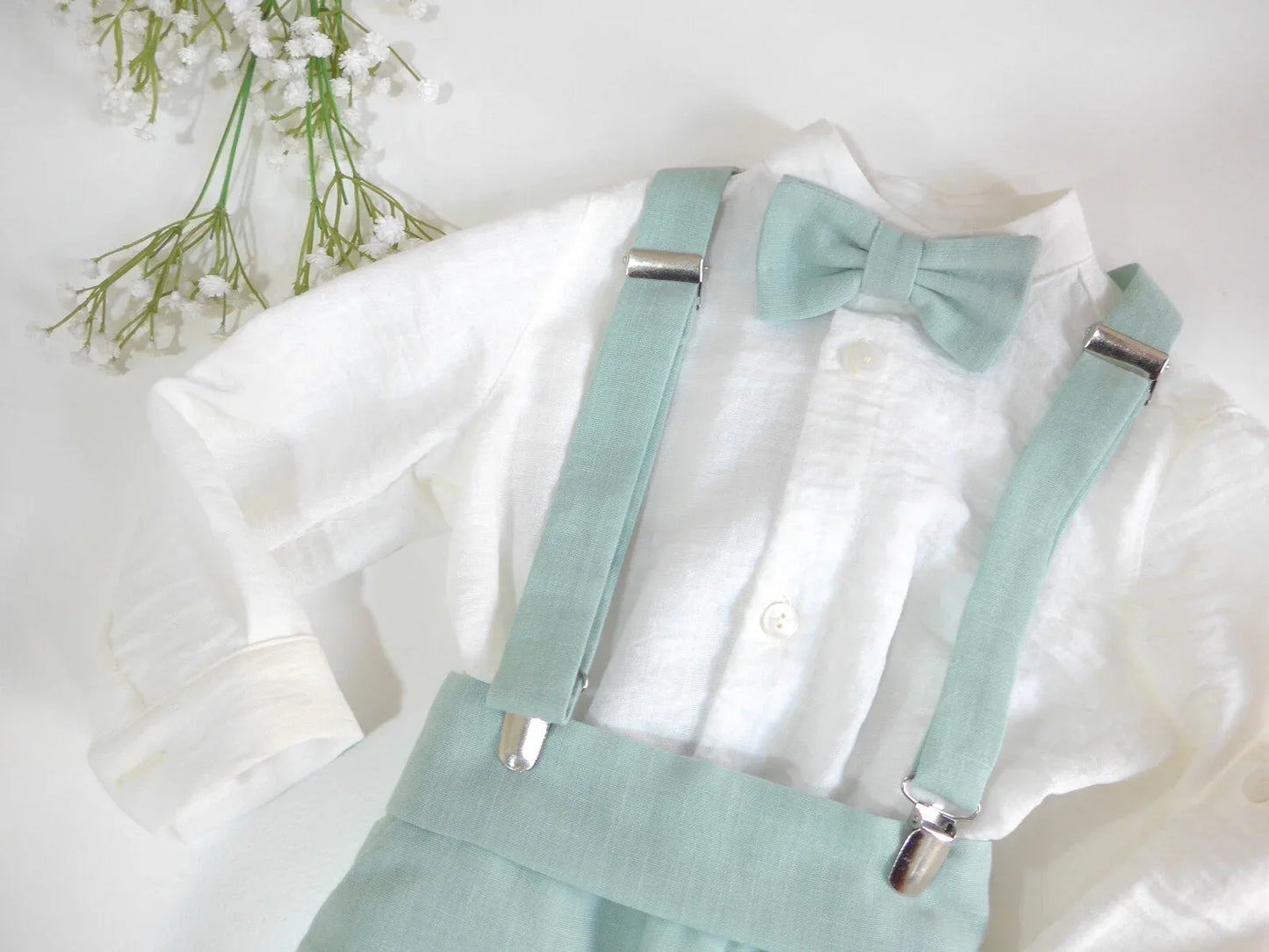 Conjunto tirantes verde agua con pajarita - PARDALETS