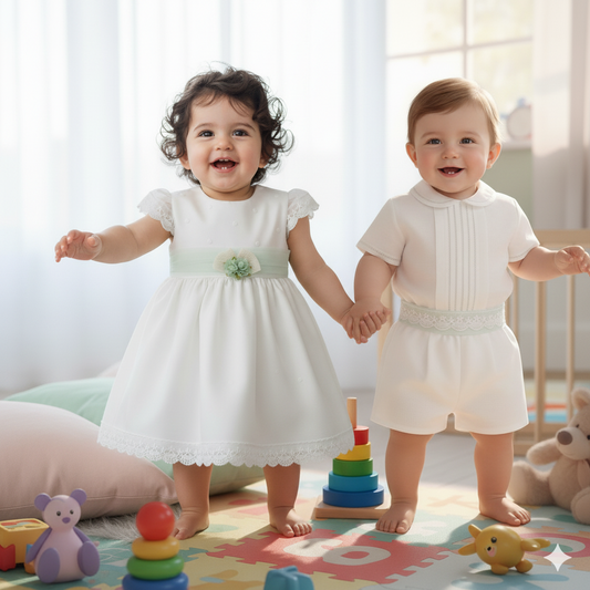 Conjunto batista inglesa con fajin verde