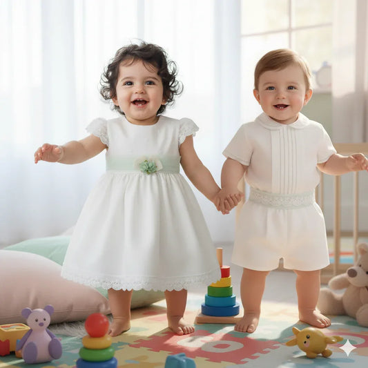 Conjunto batista inglesa con fajin verde - PARDALETS