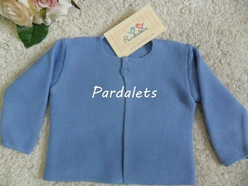 Chaqueta larga azul francia punto bobo