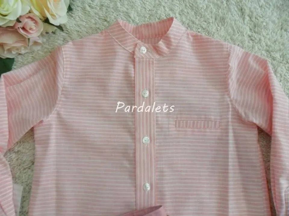 Camisa rosa rayas blancas y short maquillaje Yoedu - PARDALETS