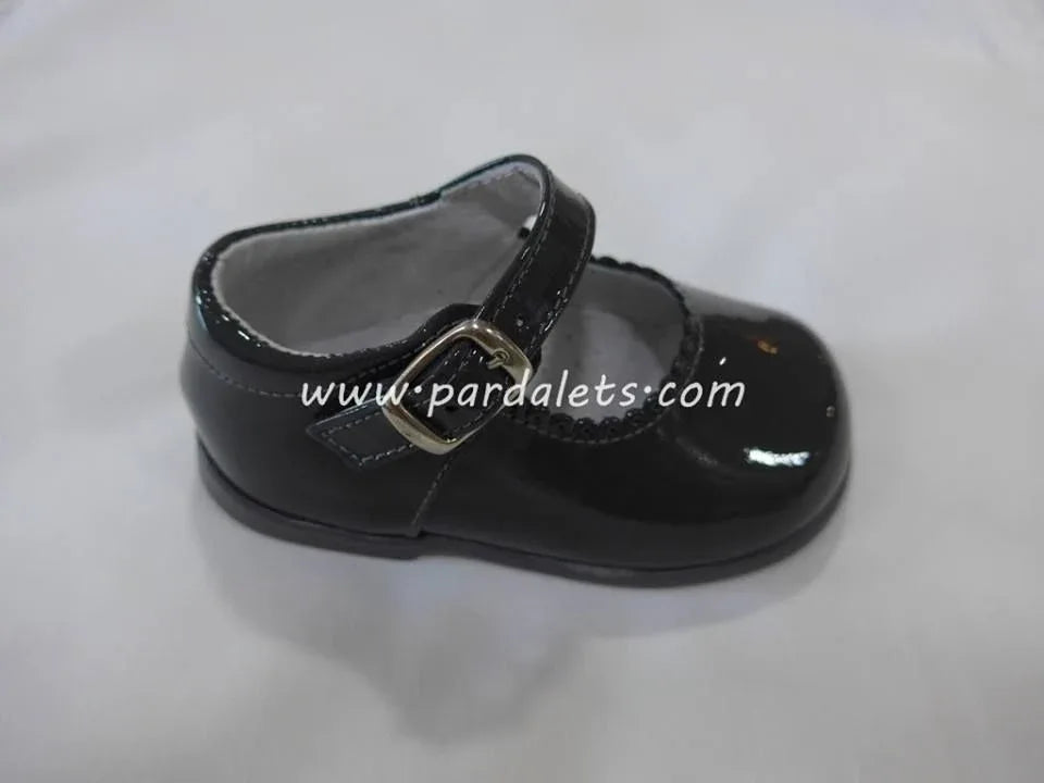 Mercedita charol gris hebilla con suela DBebe Shoes - PARDALETS