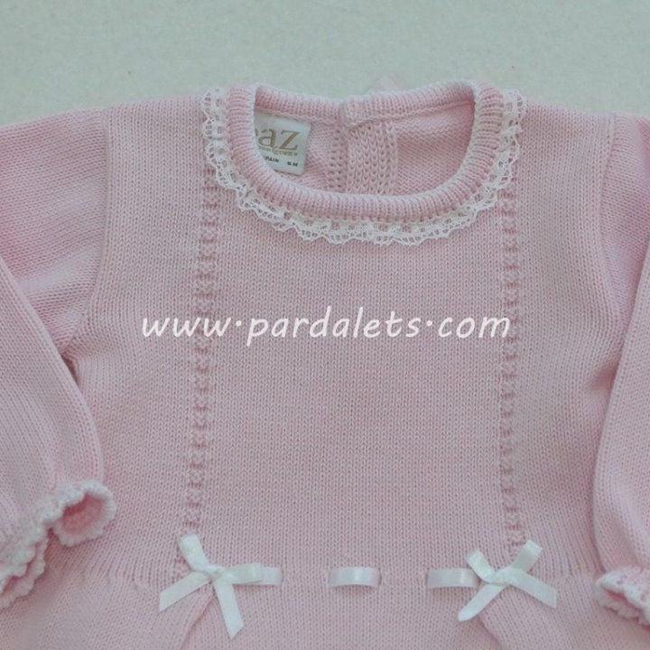 Jubon rosa dos lazitos y cubrepañal Paz Rodriguez - PARDALETS