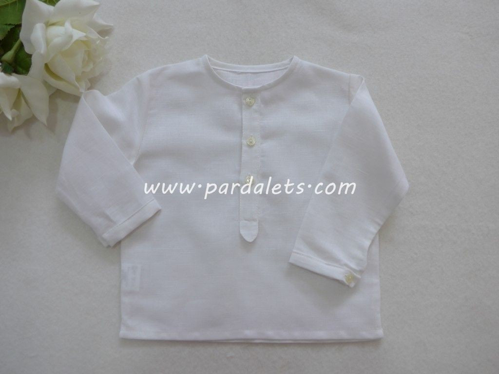 Camisa blanca lino cuello caja Cua-cuak