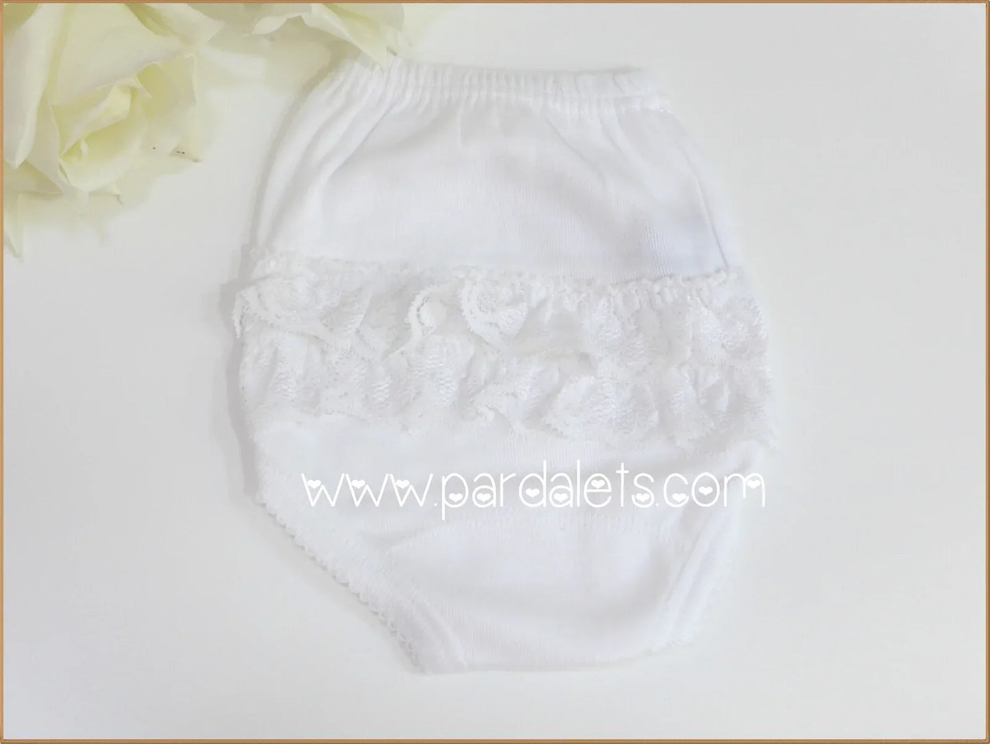 Braguita bebe blanca algodon puntilla Babidu - PARDALETS