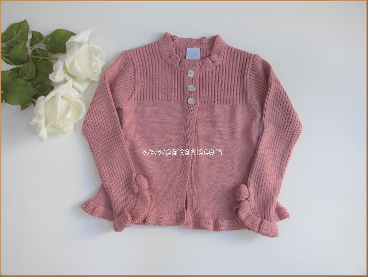Chaqueta larga de lana rosa empolvado