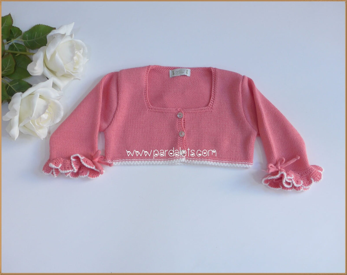 Chaqueta coral y crudo con lacitos Marta y Paula