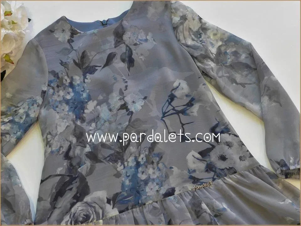 Vestido gasa estampado gris (cuello no incluido) - PARDALETS