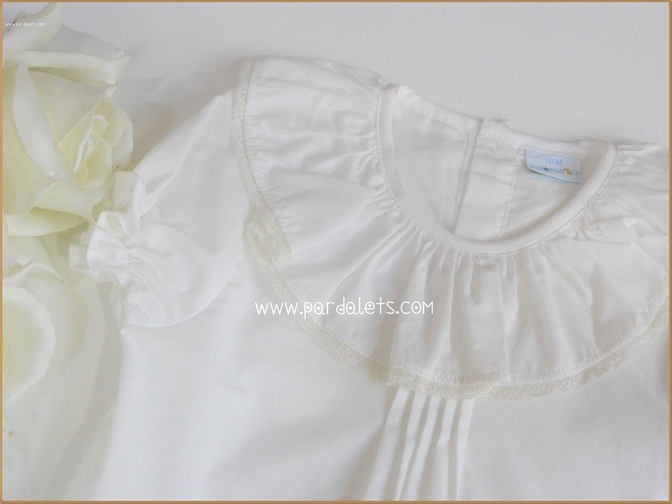 Camisa manga corta beige volante