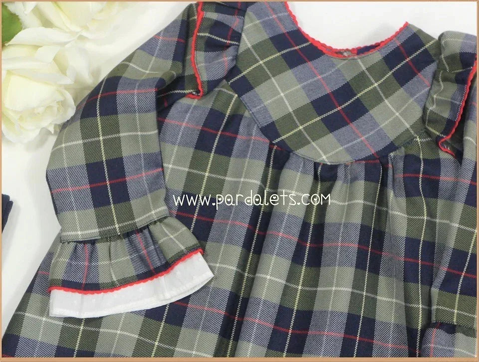 Vestido cuadros marino y verdes - PARDALETS