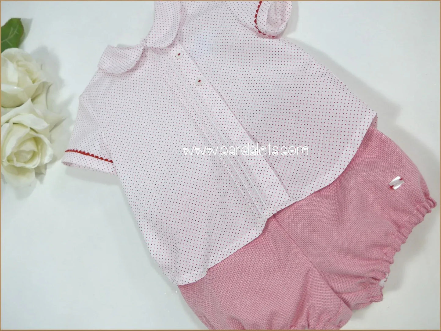 Conjunto niño camisa topito rojo y bombacho "Amapolas" - PARDALETS