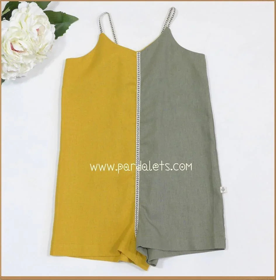 Mono tirantes bicolor mostaza y caki - PARDALETS
