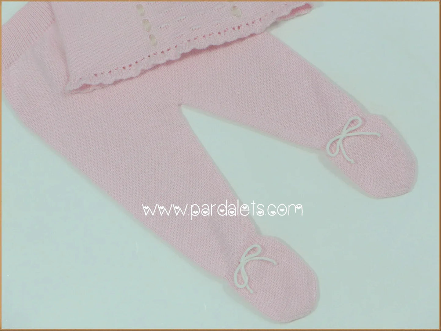 Jubon y polaina rosa empolvado con cuello - PARDALETS