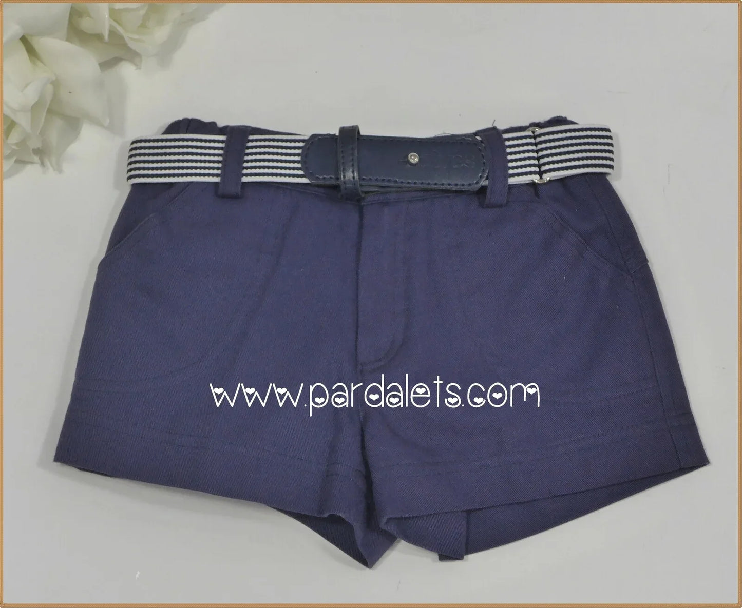 Short corto azul marino con cinturon - PARDALETS
