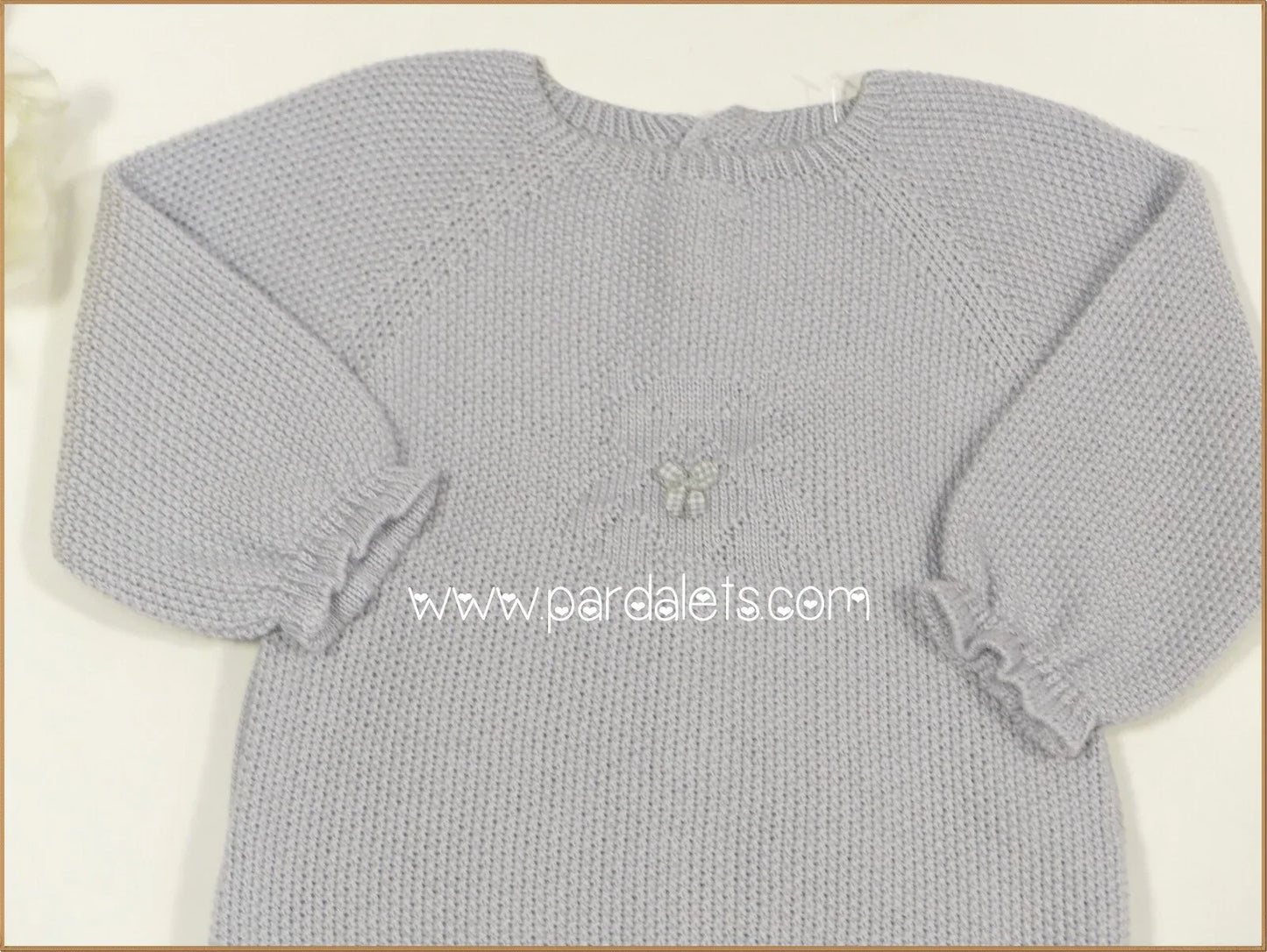 Jubon y polaina gris con osito - PARDALETS