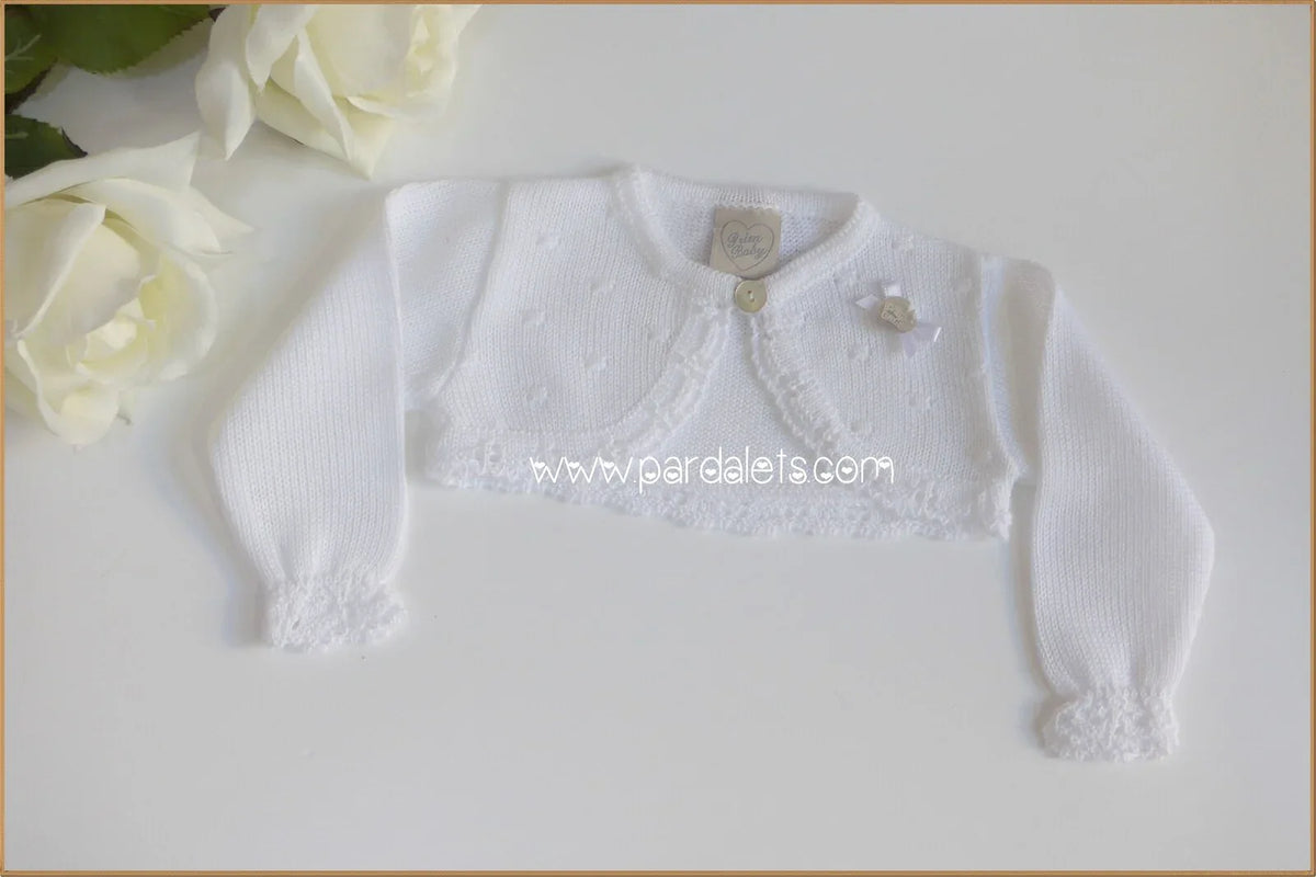 Chaqueta perle blanca con bodoques y lazito - PARDALETS