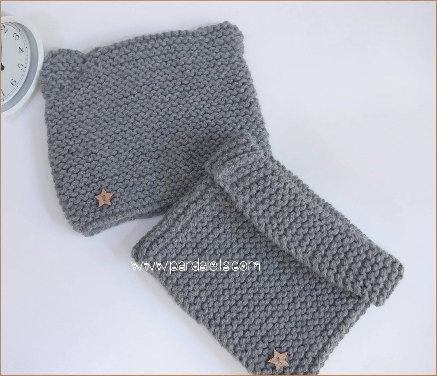 Gorro lana merino gris modelo orejitas - PARDALETS