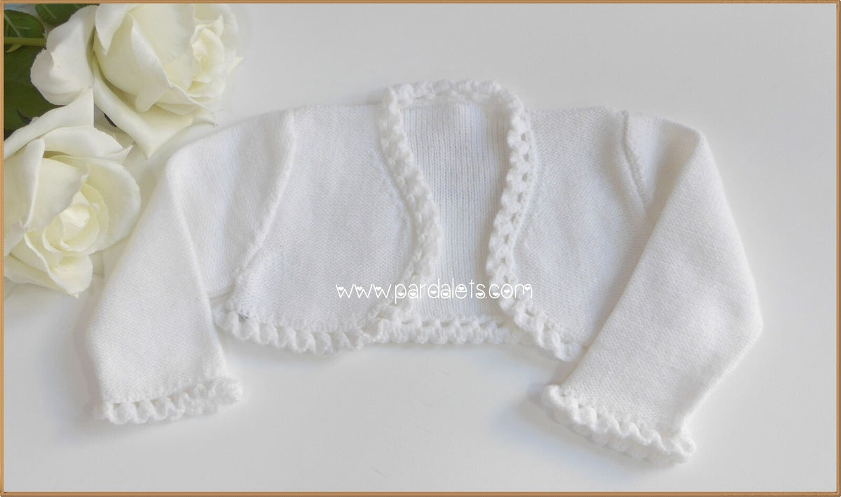 Chaqueta lana blanca con feston