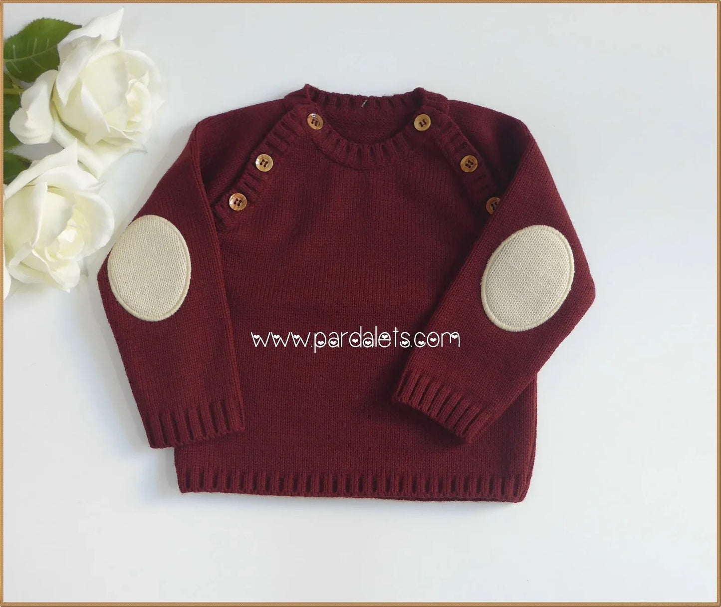 Jersey granate con coderas beig - PARDALETS