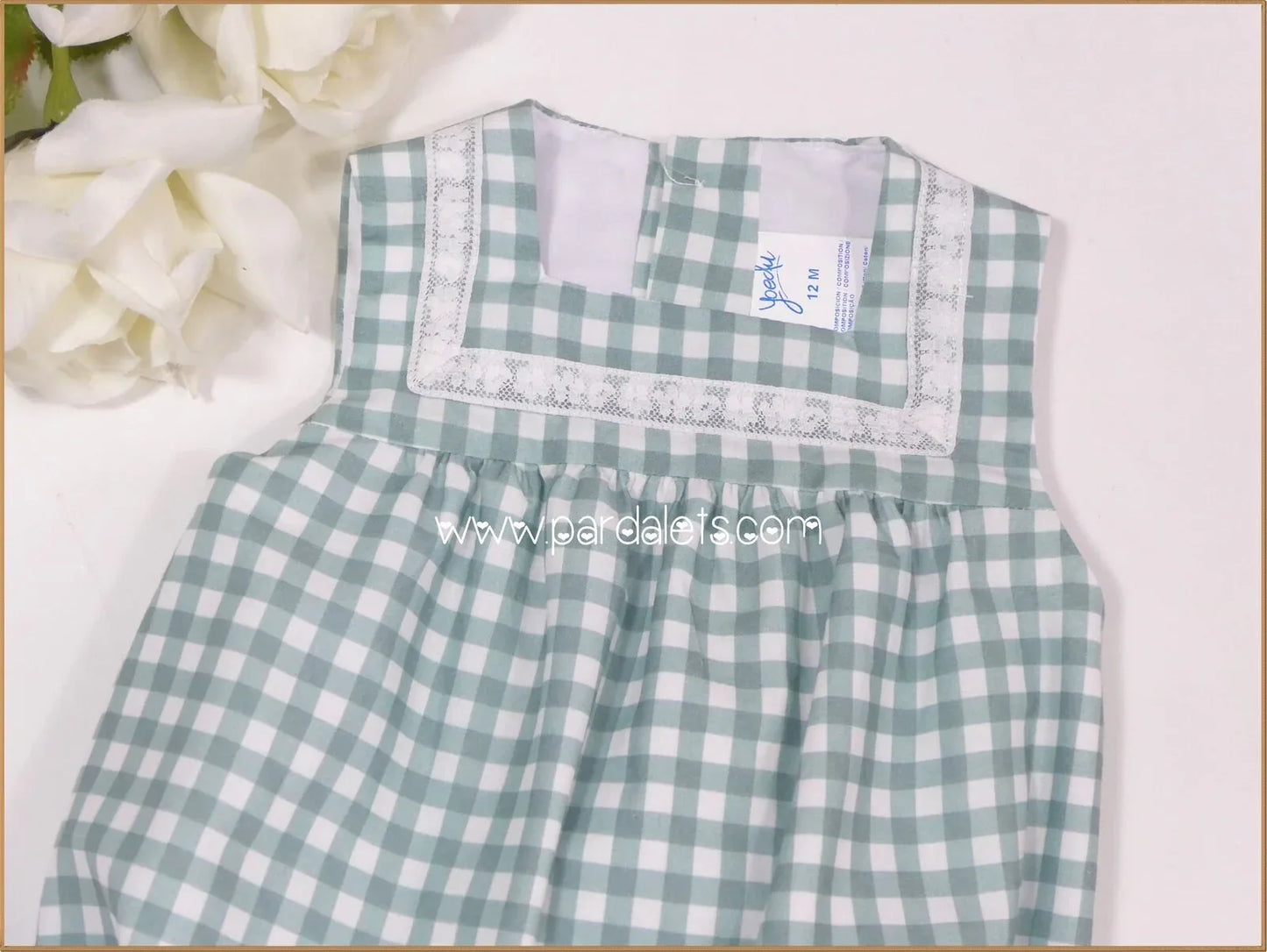 Pelele vichy verde empolvado "Baya" - PARDALETS