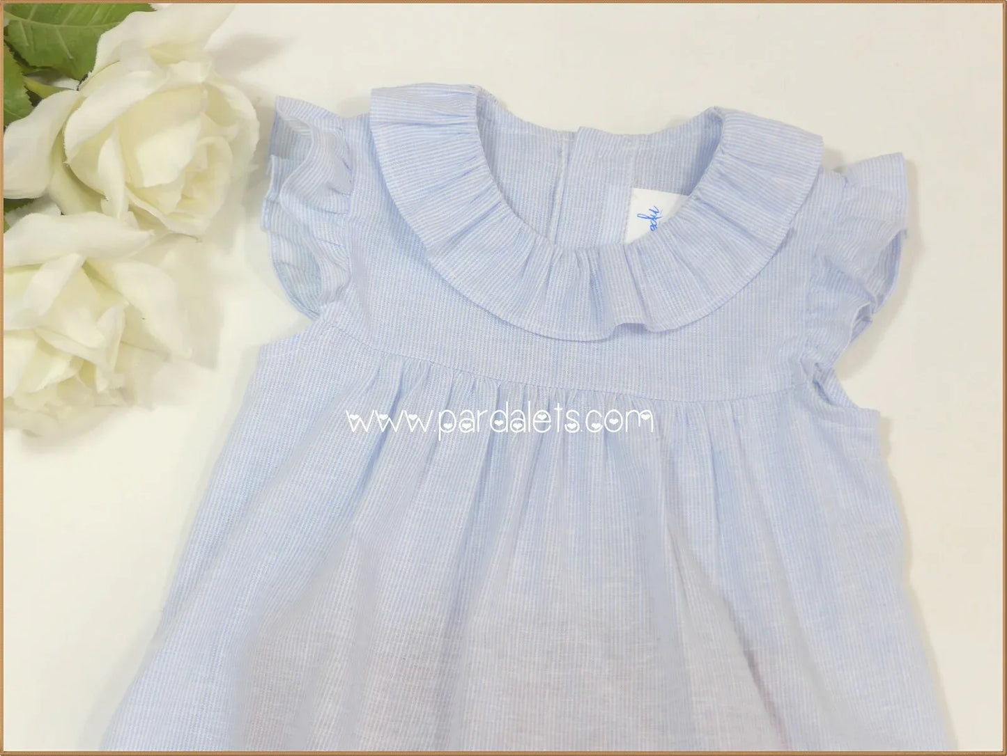 Conjunto blusita rayitas azules y culote rojo "Frambuesa" - PARDALETS