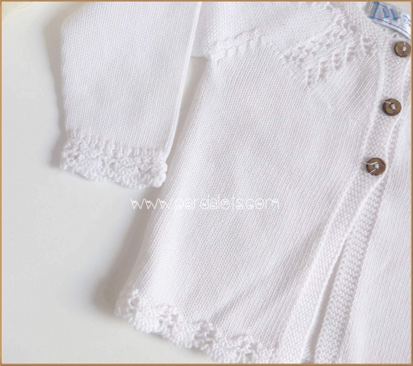 Chaqueta larga algodon blanco caladito