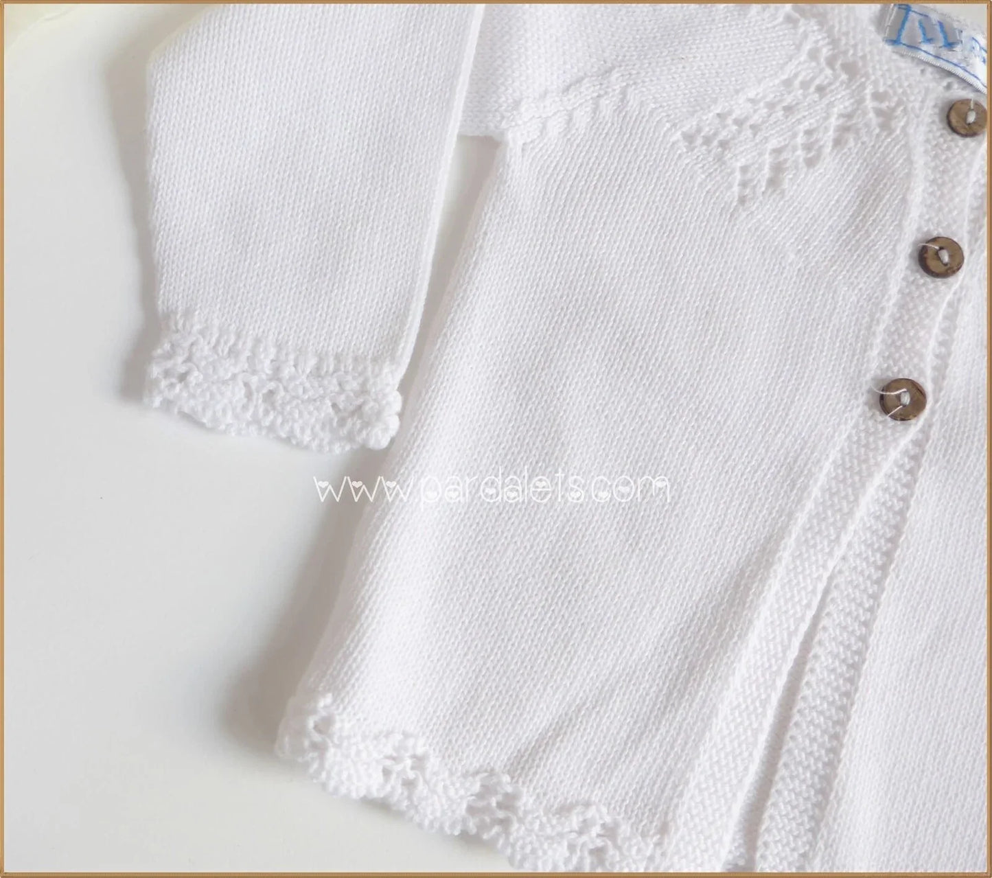 Chaqueta larga algodon blanco caladito - PARDALETS