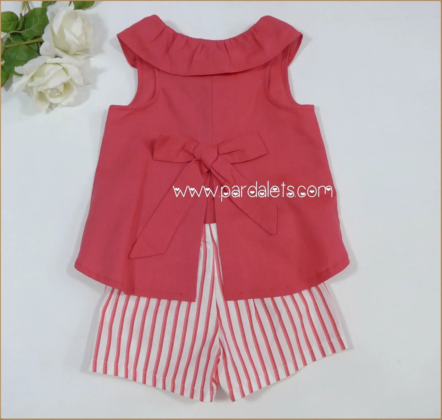 Conjunto blusa roja y short rayas rojas - PARDALETS