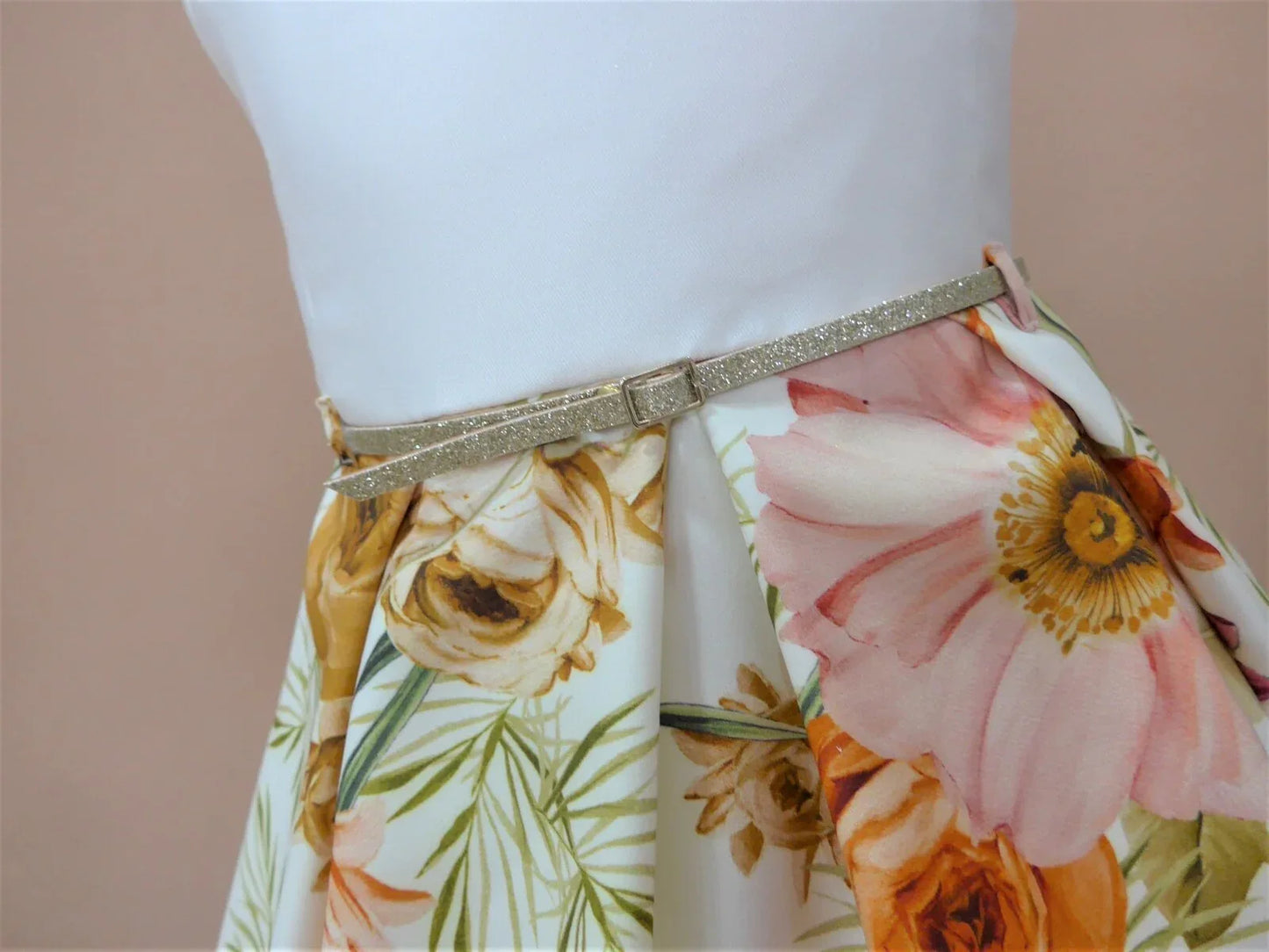 Vestido cuerpo blanco y falda floral espalda abierta - PARDALETS
