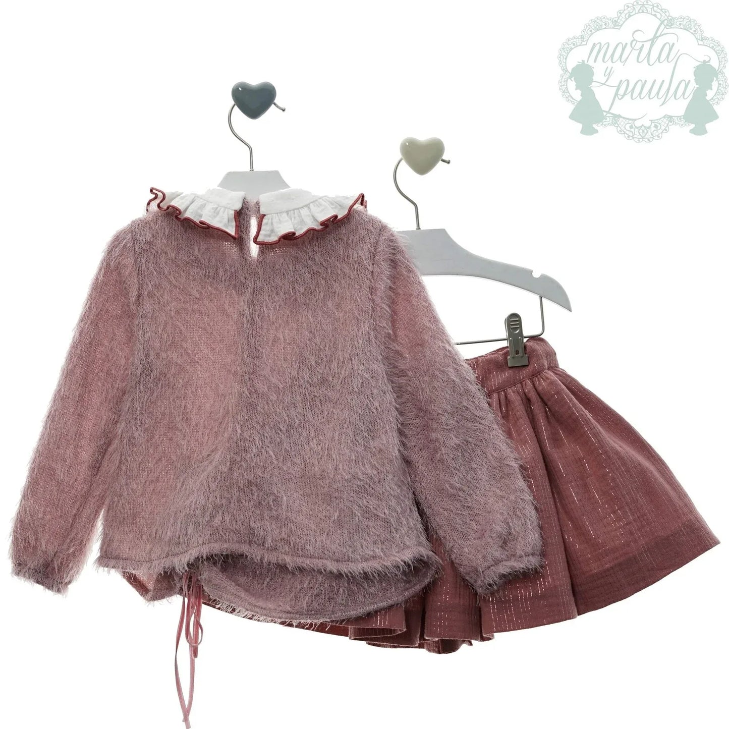 Conjunto jersey pelo rosa y falda "Alegria" - PARDALETS