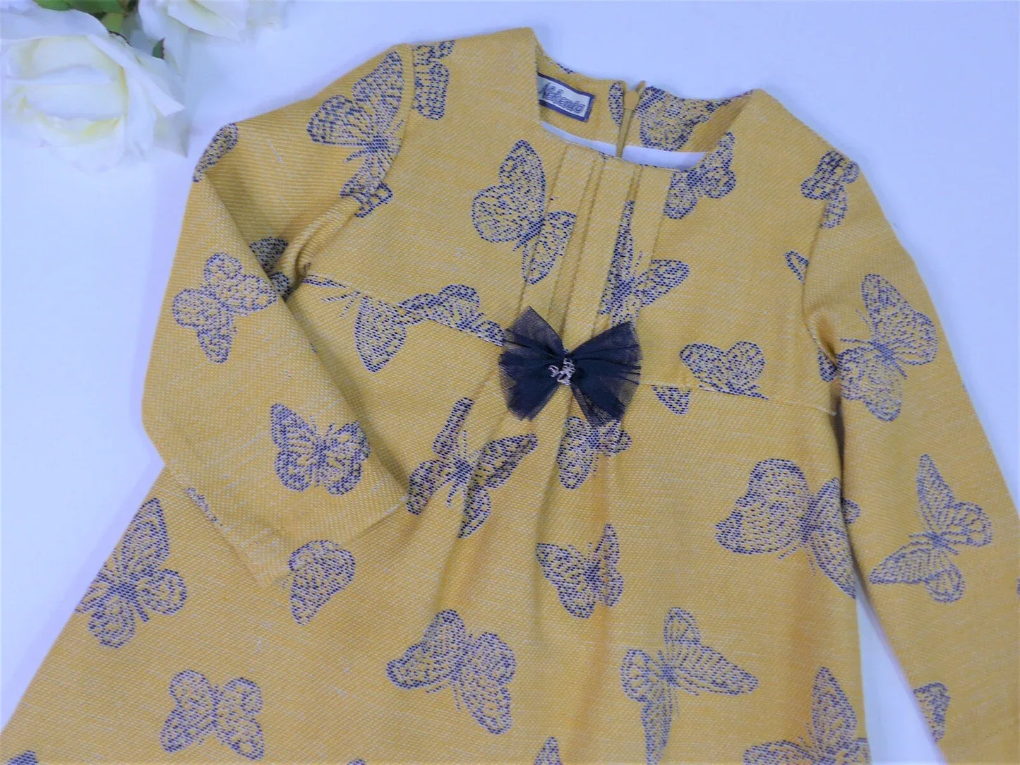 Vestido mostaza mariposas - PARDALETS