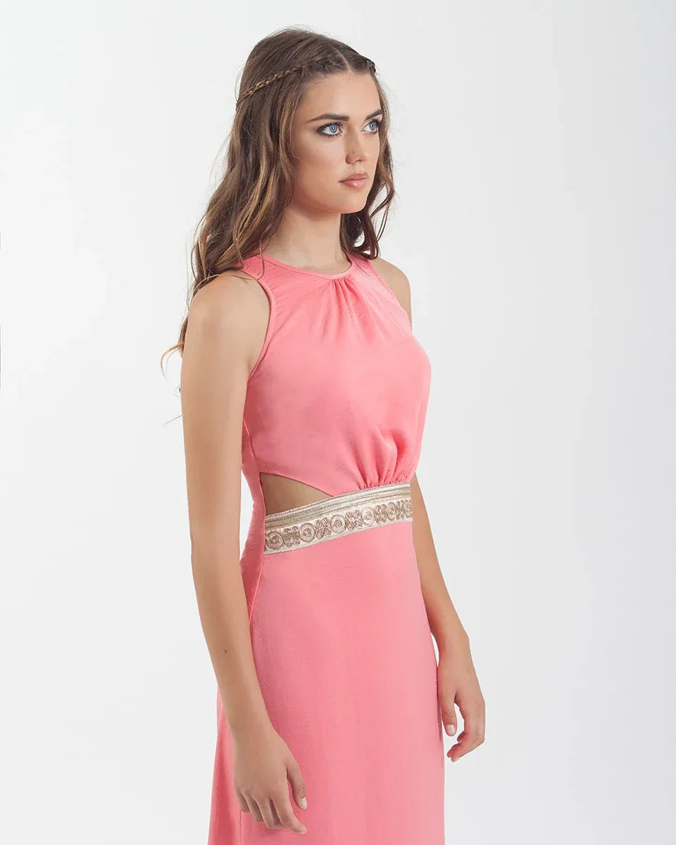 Vestido cut-out largo color coral - PARDALETS