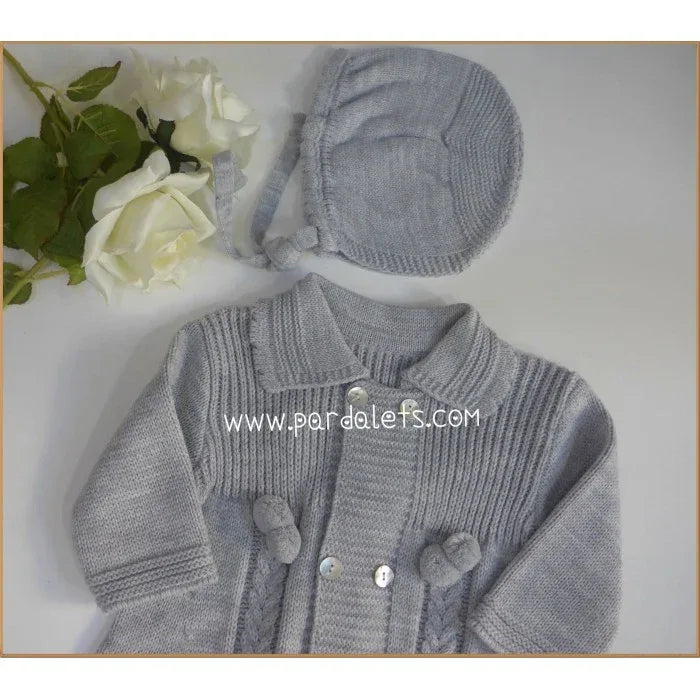 Abrigo lana gris con ochos y capota - PARDALETS