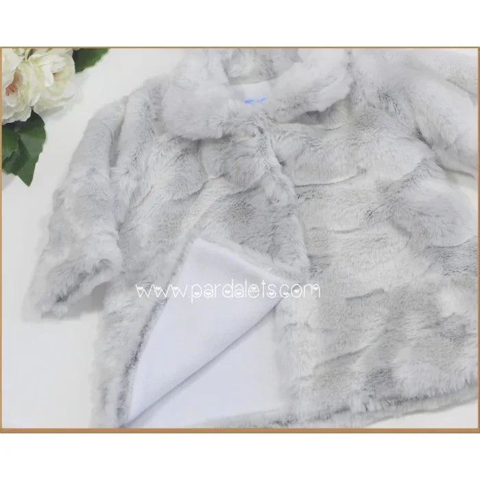Abrigo peluche gris hielo con capota y polar interior - PARDALETS
