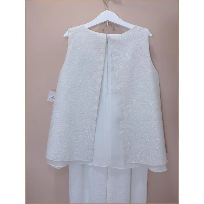 Conjunto blusa blanca brillante y pantalon largo blanco - PARDALETS