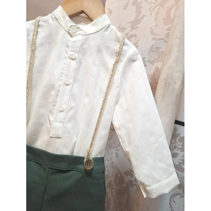 Conjunto camisa beig y short verde "Audrey" - PARDALETS