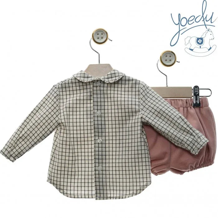 Conjunto camisa cuadros negros y pajarita "Estela" - PARDALETS