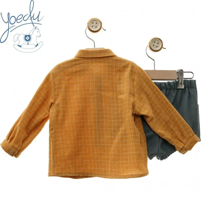 Conjunto camisa mostaza y short azul "Simba" - PARDALETS