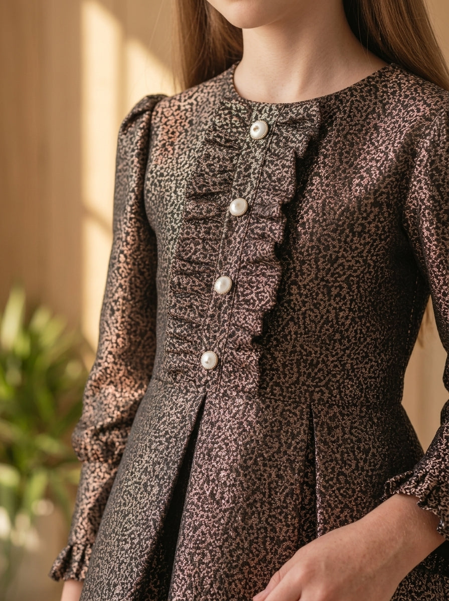 Vestido brocado granate